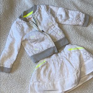 Cat and Jack white ,with neon accent,jacket &skirt